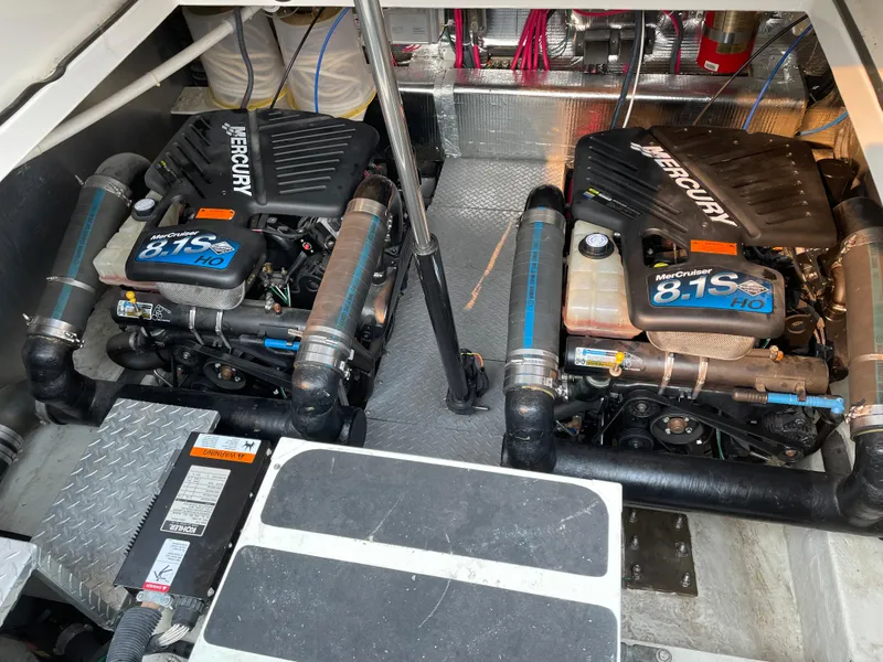 Slide: The Image of Twin Mercury 8.1S HO engines in a 2003 Regal 3860 Commodore yacht. - 23