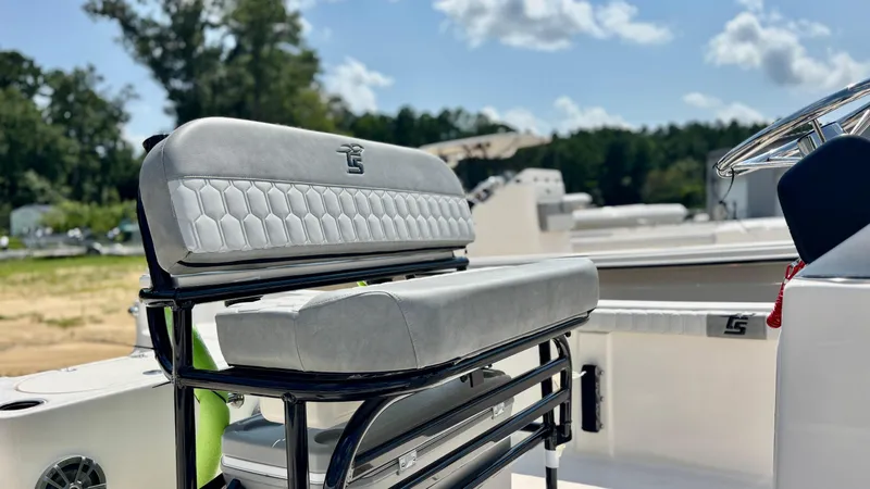 Slide: The Image of 2025 Carolina Skiff 19 LS Stealth Edition boat interior with stylish seating. - 6
