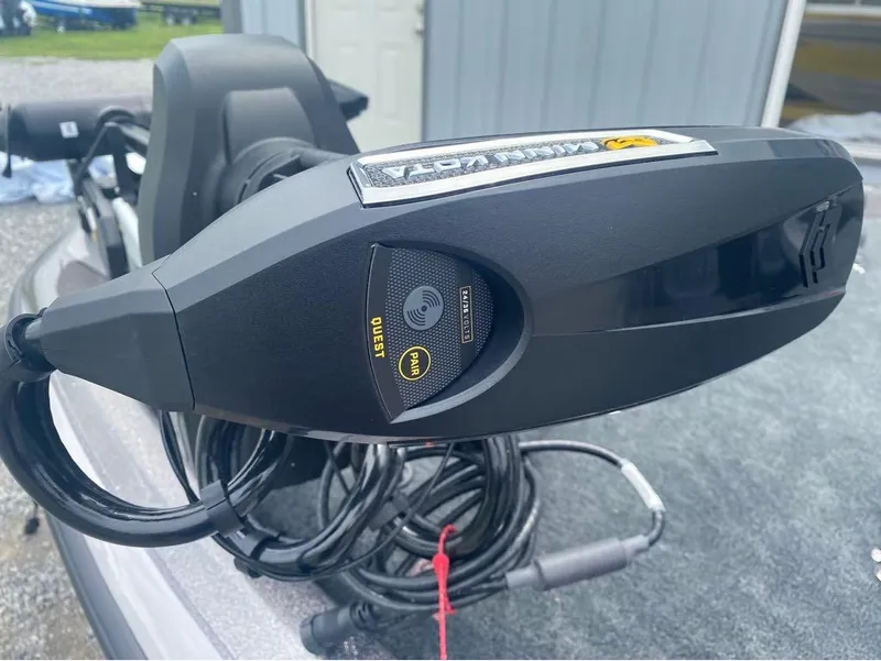 Slide: The Image of Close-up of a 2025 Skeeter ZXR 21 boat component with control panel and cables. - 15