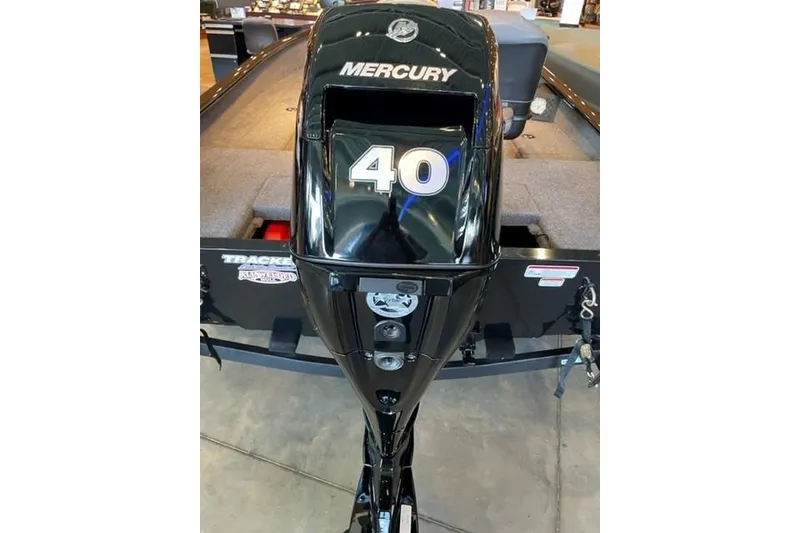 Slide: The Image of 2025 Tracker Super Guide V-16 T with Mercury 40 outboard motor. - 2