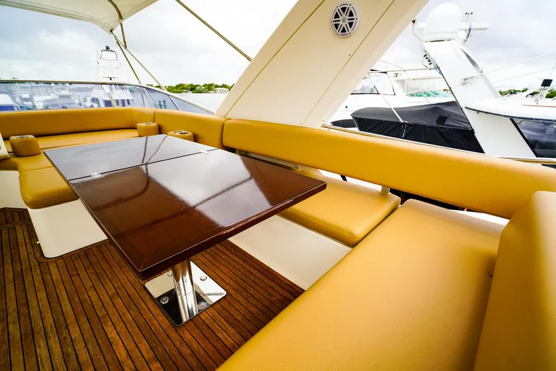Slide: The Image of Staircase on 2012 Azimut Fly 53 yacht, featuring wooden steps and sleek design. - 9