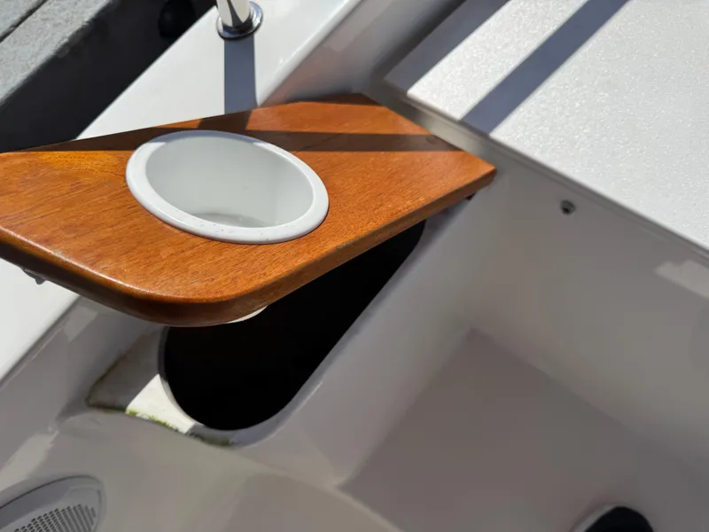Slide: The Image of Wooden cup holder on 2016 Ranger Tugs R-21EC boat deck. - 32