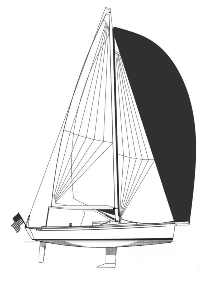 Slide: The Image of Schematic of 2014 Tartan Fantail sailboat, showcasing detailed sail and hull design. - 26