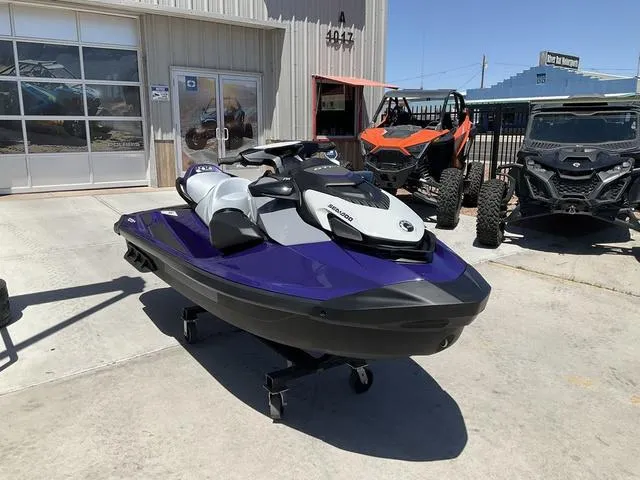 Slide: The Image of 2025 Sea-Doo Waverunner GTI™ SE 170 displayed outdoors, featuring advanced tech and audio system. - 2