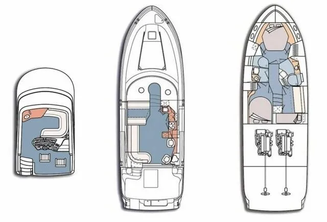 Slide: The Image of Floor plan of a 1998 Sea Ray 480 Sedan Bridge yacht, showing interior layout. - 20