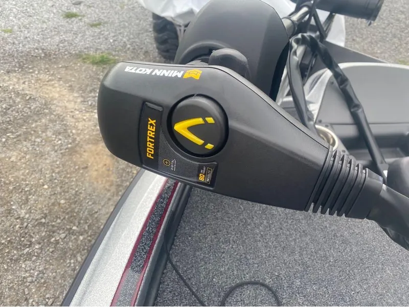 Slide: The Image of Close-up of Minn Kota Fortrex trolling motor on 2024 Triton 179 TrX boat. - 2