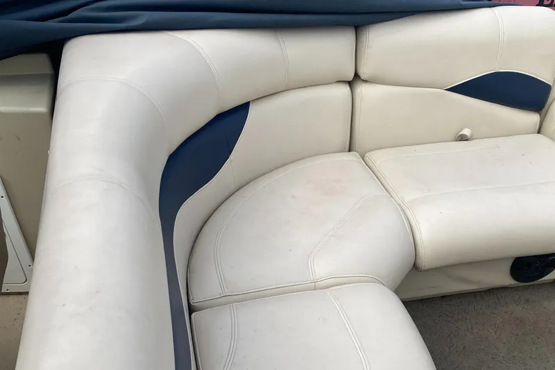 Slide: The Image of White and blue seating on 2014 Godfrey 22 PF boat. - 5