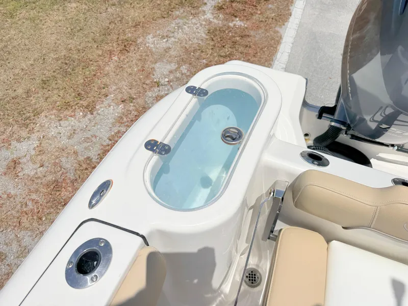 Slide: The Image of 2017 Key West 244 Center Console boat with livewell and seating, viewed from above. - 27