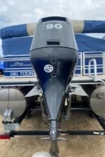 Slide: The Image of 2013 Sun Tracker PARTY BARGE 22 Regency Edition with 90 HP outboard motor. - 2