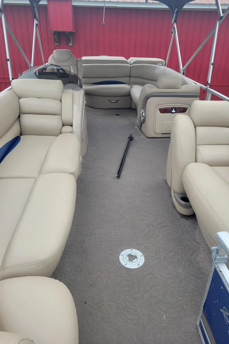 Slide: The Image of 2013 Sun Tracker PARTY BARGE 22 Regency Edition with beige seating and spacious interior. - 8