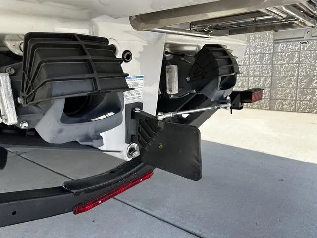 Slide: The Image of 2025 Yamaha Boats AR250 jet propulsion system close-up, showcasing dual engines and steering mechanism. - 5
