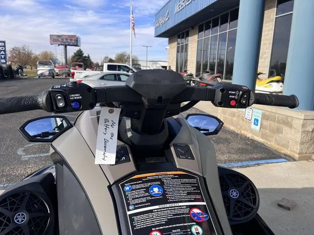 Slide: The Image of 2025 Yamaha Waverunner GP SVHO™ with Audio, dashboard view, parked outside dealership. - 14