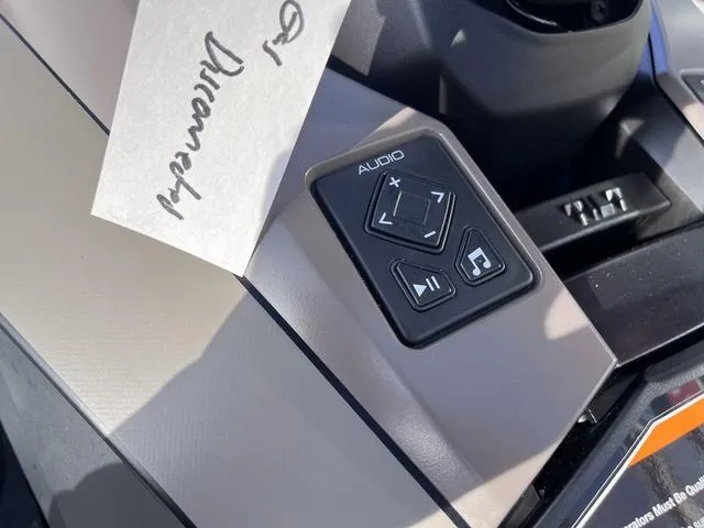 Slide: The Image of 2025 Yamaha Waverunner GP SVHO™ audio controls on dashboard, featuring sleek design and functionality. - 19