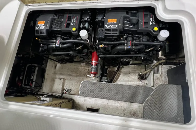 Slide: The Image of Engine compartment of a 2000 Formula 31 PC boat with twin V8 engines. - 22