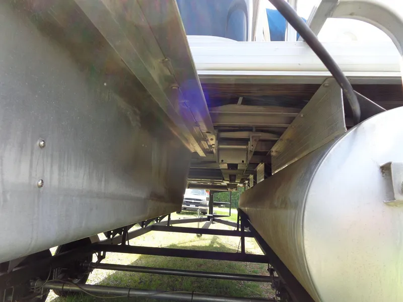 Slide: The Image of Underneath view of a 2019 Sun Tracker Fishin' Barge 22 DLX pontoon boat. - 5