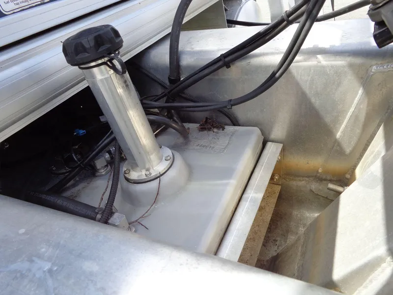 Slide: The Image of 2019 Sun Tracker Fishin' Barge 22 DLX fuel tank and wiring details. - 8