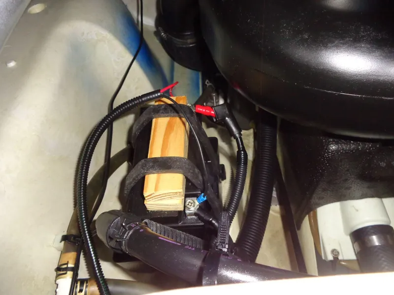 Slide: The Image of 2019 Yamaha FX Cruiser HO engine compartment with wiring and components. - 22