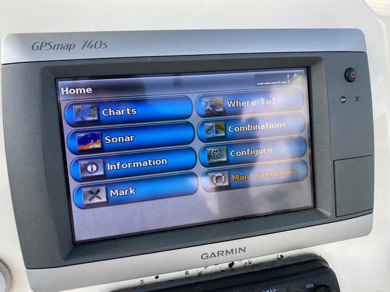 Slide: The Image of Garmin GPSmap 740s display on 2011 Pursuit C 200 Center Console boat. - 33