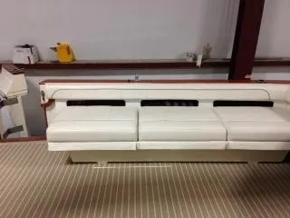 Slide: The Image of White seating on 1990 Sea Ray 390 Express Cruiser, indoor setting. - 47
