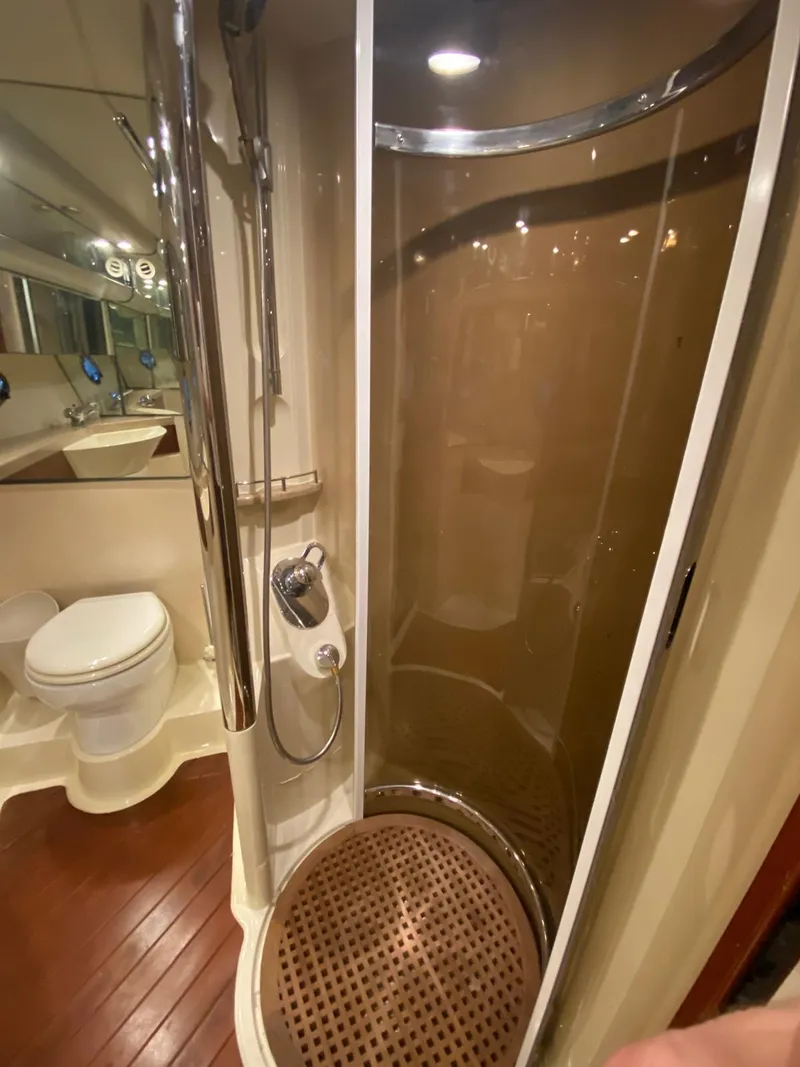Slide: The Image of Luxurious bathroom in 2001 Fairline Squadron 55 yacht with shower and toilet. - 32
