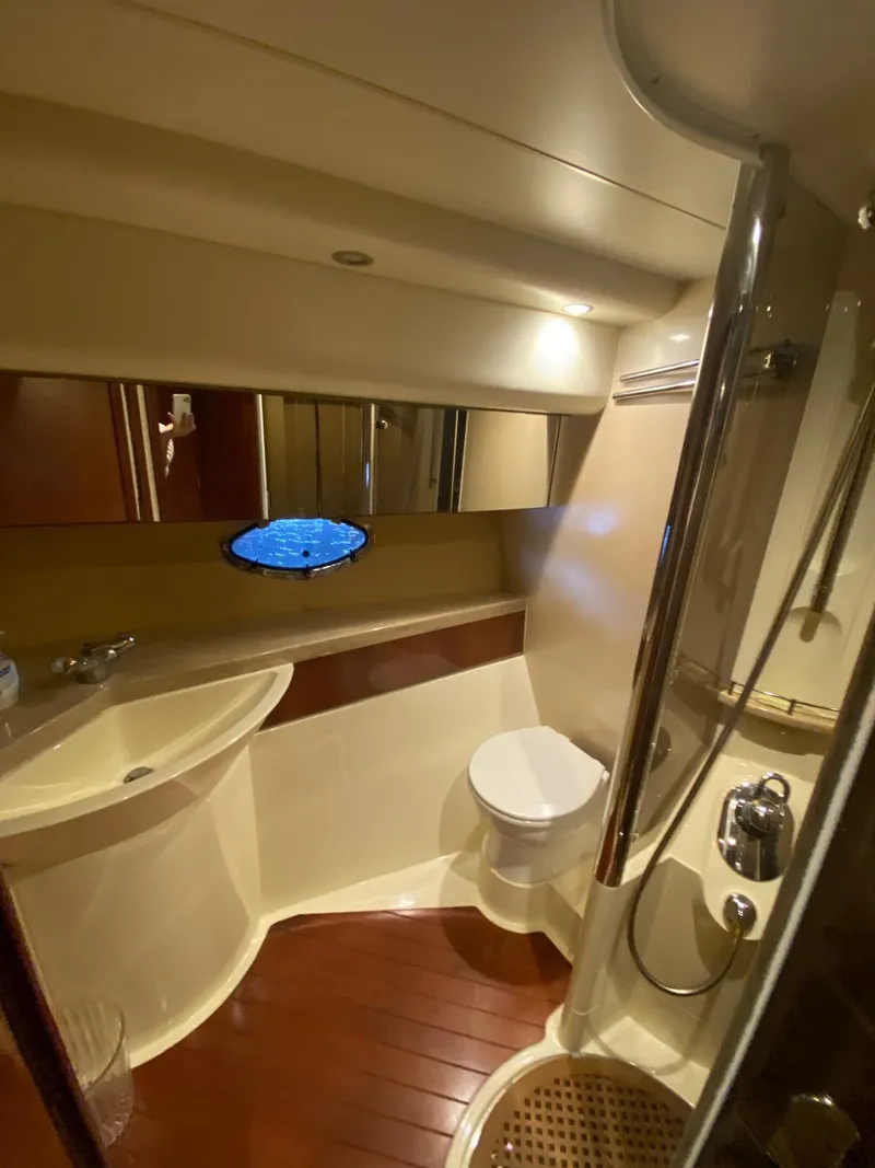Slide: The Image of Bathroom interior of 2001 Fairline Squadron 55 yacht with modern fixtures. - 34