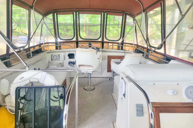 Slide: The Image of Interior view of 1984 Wellcraft 44 Californian CMY yacht cockpit with seating and controls. - 19