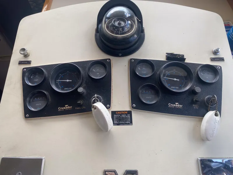 Slide: The Image of Dashboard of a 1984 Wellcraft 44 Californian CMY with Crusader gauges and compass. - 41