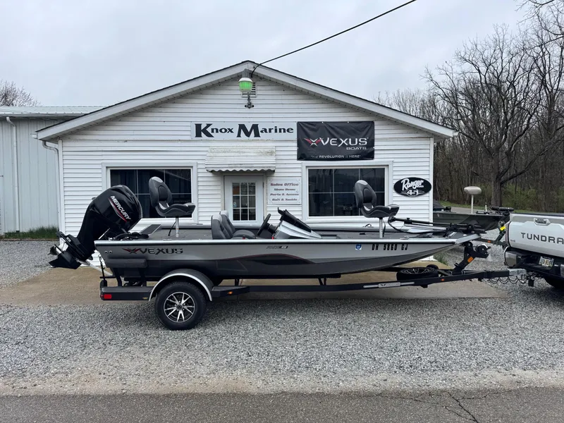 Slide: The Image of 2022 Vexus AVX181 boat parked outside Knox Marine dealership. - 1