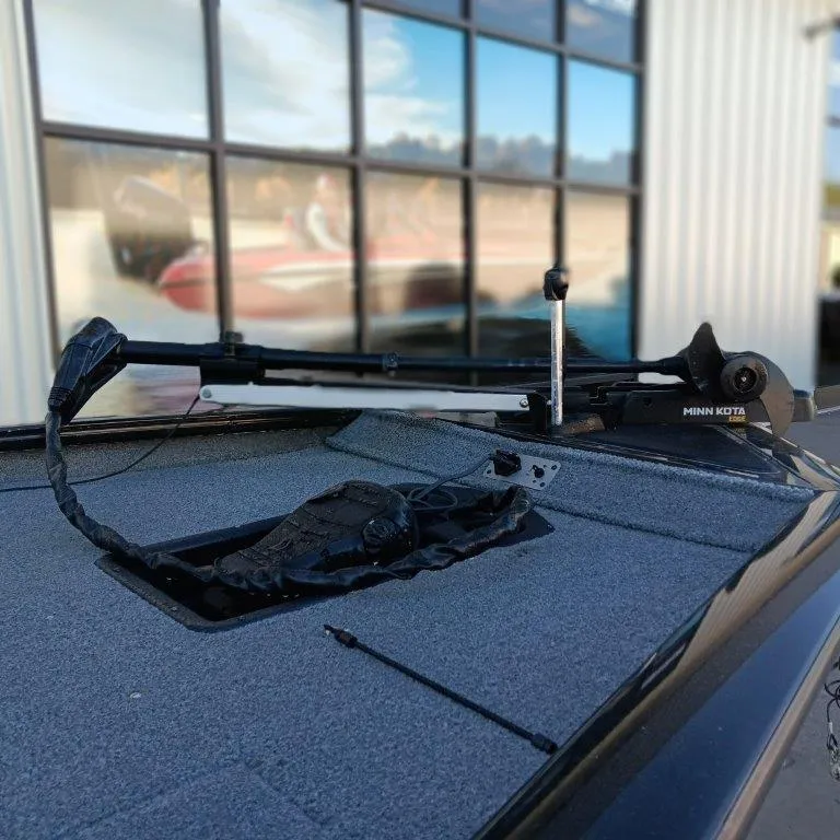 Slide: The Image of 2022 Tracker Pro Team 175 TXW boat with Minn Kota trolling motor on deck. - 6