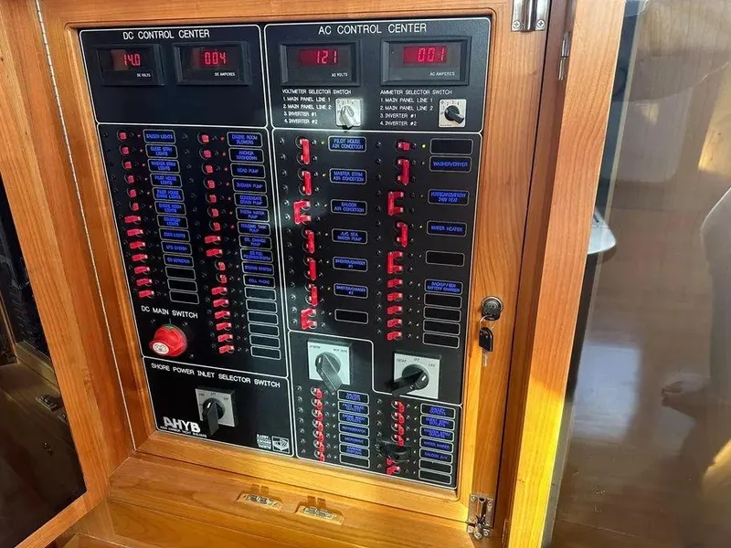 Slide: The Image of Electrical control panel on a 2019 Kadey-Krogen 44AE yacht. - 29