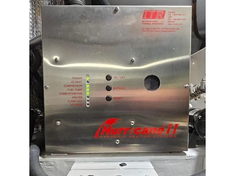 Slide: The Image of Kadey-Krogen 44AE 2019 Hurricane II heating system control panel with status indicators. - 65