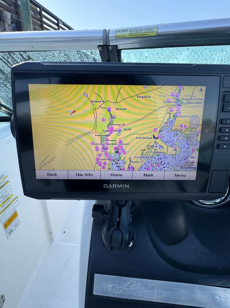 Slide: The Image of Garmin navigation system on 2014 Sea Ray 260 Sundeck displaying nautical map. - 10