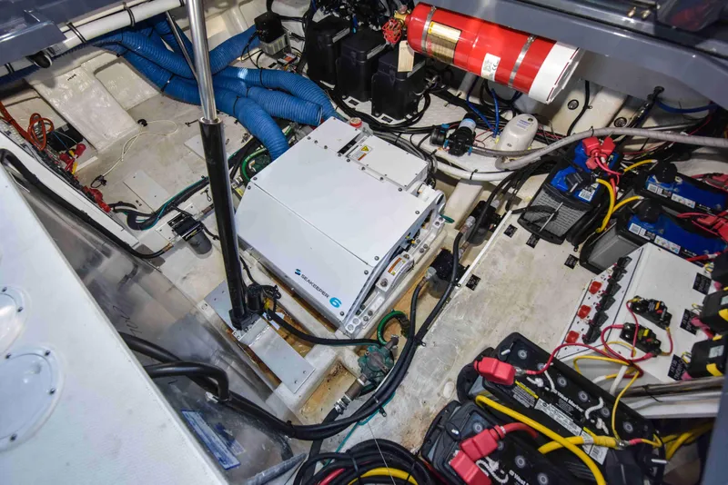 Slide: The Image of Engine room of 2021 Cruisers Yachts 42 GLS OB with wiring and equipment. - 34