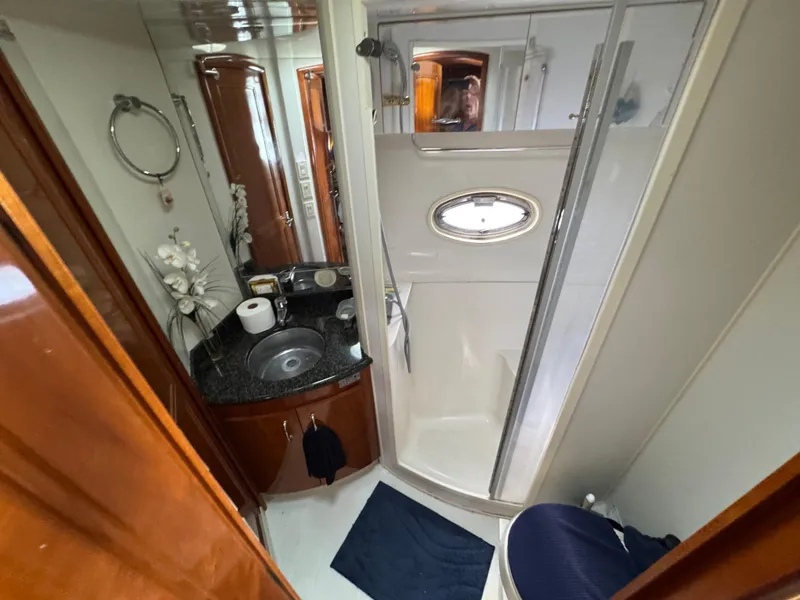 Slide: The Image of Bathroom interior of 2004 Carver 420 Mariner yacht with shower and sink. - 10