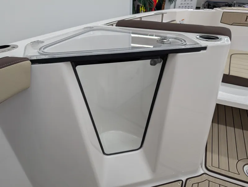 Slide: The Image of 2024 Yamaha Boats 255 FSH Sport H interior detail with sleek design and modern features. - 17