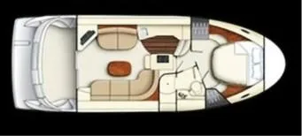 Slide: The Image of Top view layout of a 2007 Meridian 341 Sedan yacht interior. - 1
