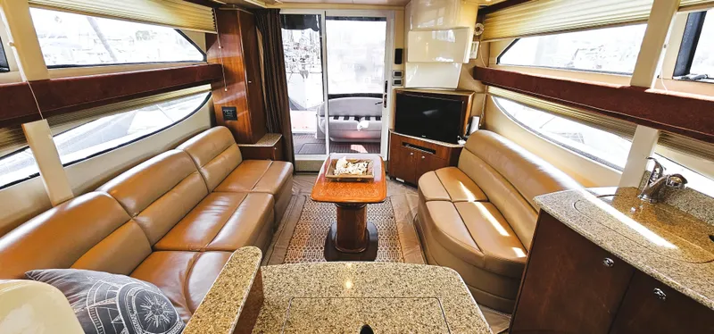 Slide: The Image of Luxurious interior of 2007 Meridian 341 Sedan yacht with leather seating and modern amenities. - 5
