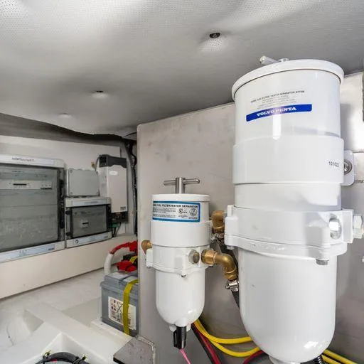 Slide: The Image of Engine room of 2023 Solaris Power 40 Open yacht, featuring Volvo Penta components. - 36