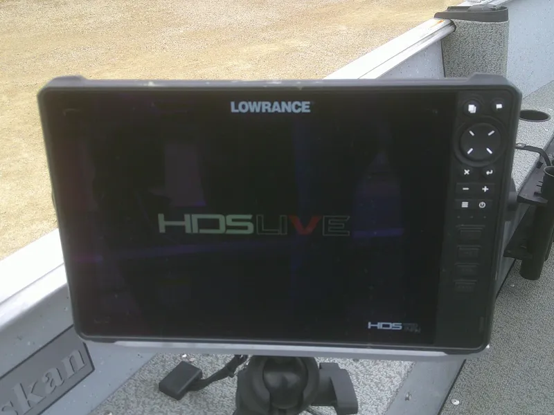 Slide: The Image of Lowrance HDS Live fishfinder on 2019 Lund 2000 Alaskan Tiller boat. - 12