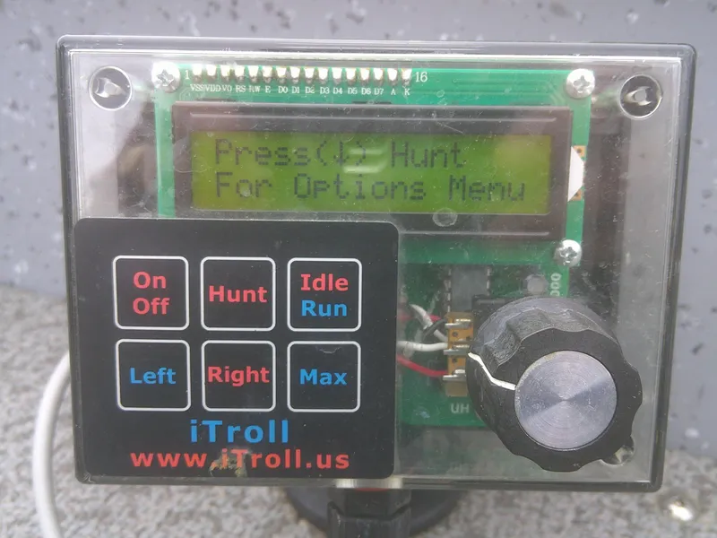 Slide: The Image of Control panel for iTroll system with buttons and display, used in 2019 Lund 2000 Alaskan Tiller. - 17