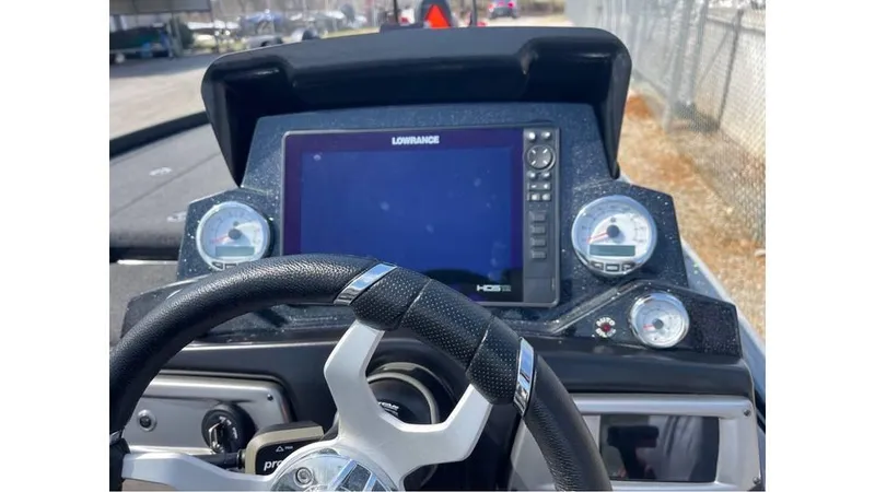 Slide: The Image of Dashboard of a 2022 Nitro Z21 XL boat with Lowrance display and gauges. - 7