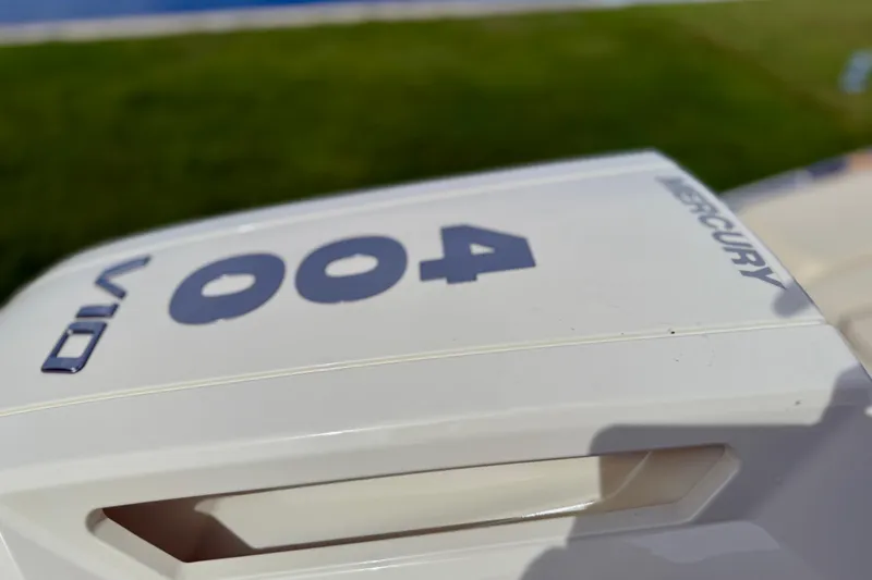 Slide: The Image of 2026 Chris-Craft Sportster 28 boat engine detail with Mercury branding. - 47