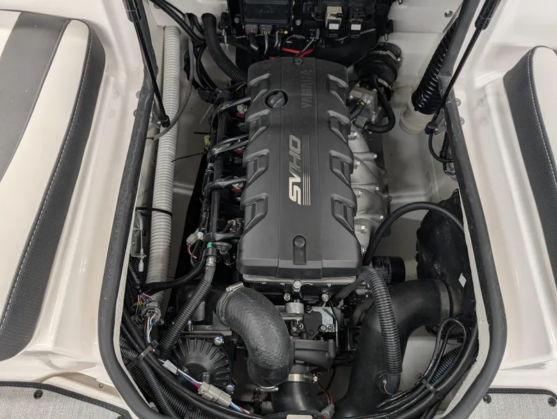 Slide: The Image of 2024 Yamaha AR195 engine compartment showcasing advanced marine engineering. - 12