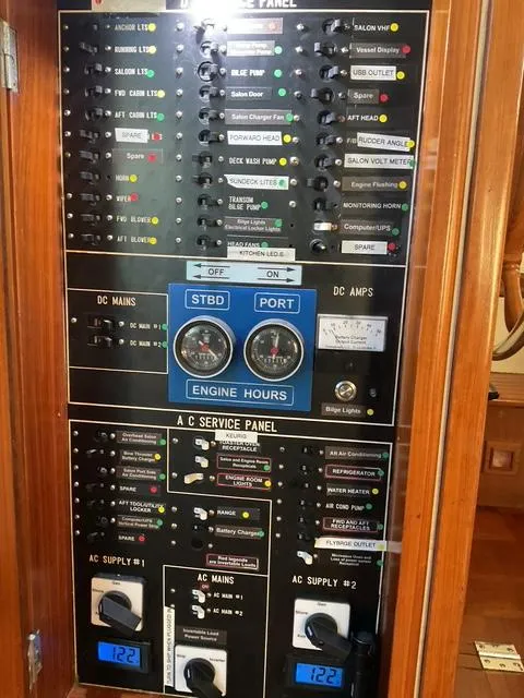 Slide: The Image of Electrical control panel of a 1988 Jefferson 42 Sundeck boat. - 6