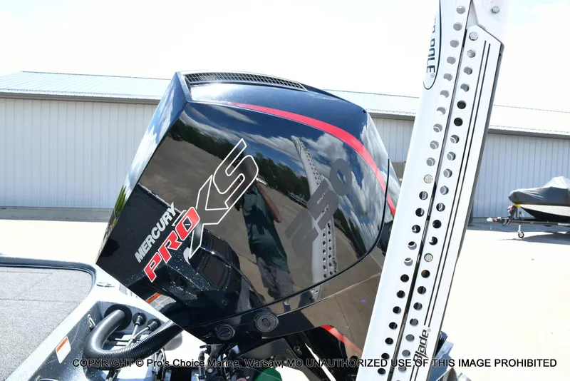 Slide: The Image of 2024 Nitro Z21 XL Pro with Mercury Pro XS engine, featuring sleek design and powerful performance. - 25