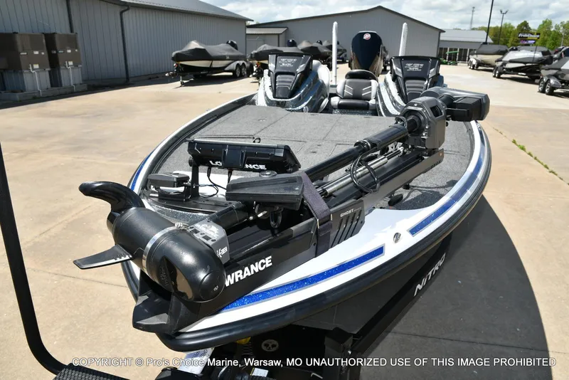 Slide: The Image of 2024 Nitro Z21 XL Pro boat with advanced trolling motor and sleek design. - 30