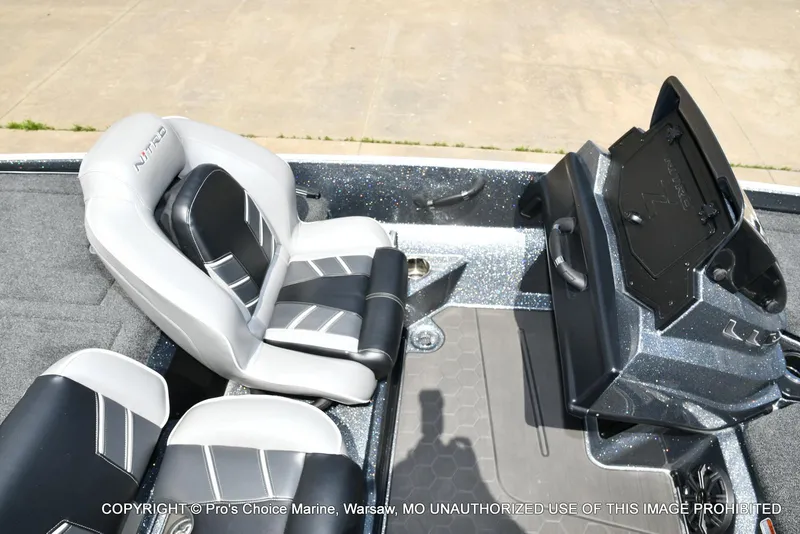 Slide: The Image of 2024 Nitro Z21 XL Pro boat interior with sleek seating and console design. - 48