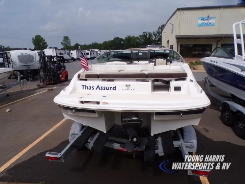 Slide: The Image of 2017 Regal 2000 ES boat on trailer at dealership, rear view. - 3