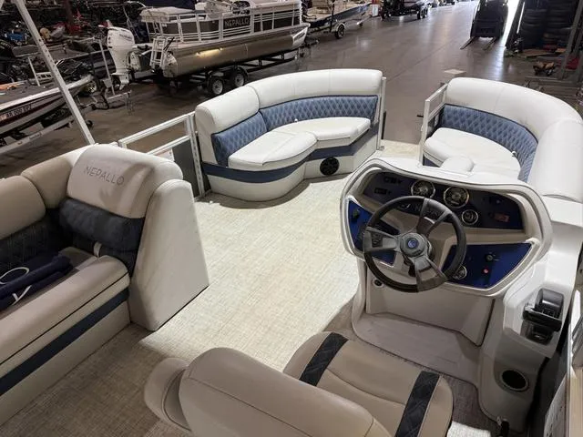 Slide: The Image of 2023 Nepallo Pontoons 18TL with Suzuki 60, featuring spacious seating and modern helm. - 12