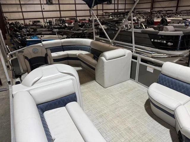 Slide: The Image of 2023 Nepallo Pontoons 18TL with Suzuki 60, spacious seating, indoor showroom display. - 7